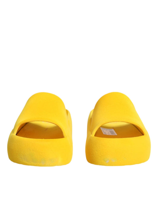 Dolce & Gabbana Yellow Rubber Slides Sandals Beachwear Shoes - SMARTMARTNZ