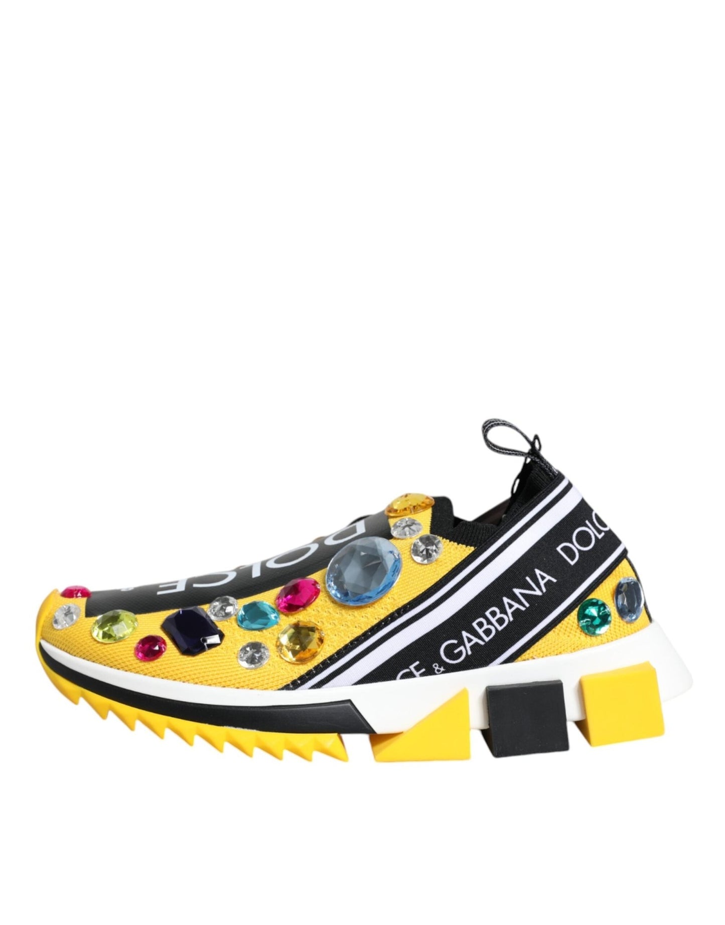 Dolce & Gabbana Yellow Sorrento Crystals Low Top Sneakers Shoes - SMARTMARTNZ