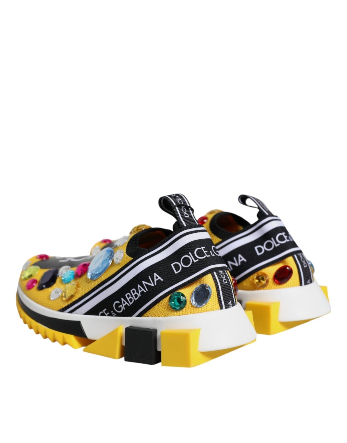 Dolce & Gabbana Yellow Sorrento Crystals Low Top Sneakers Shoes - SMARTMARTNZ