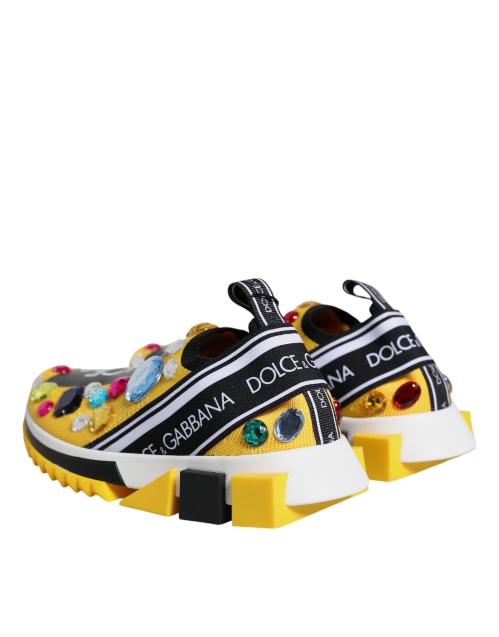 Dolce & Gabbana Yellow Sorrento Crystals Low Top Sneakers Shoes - SMARTMARTNZ