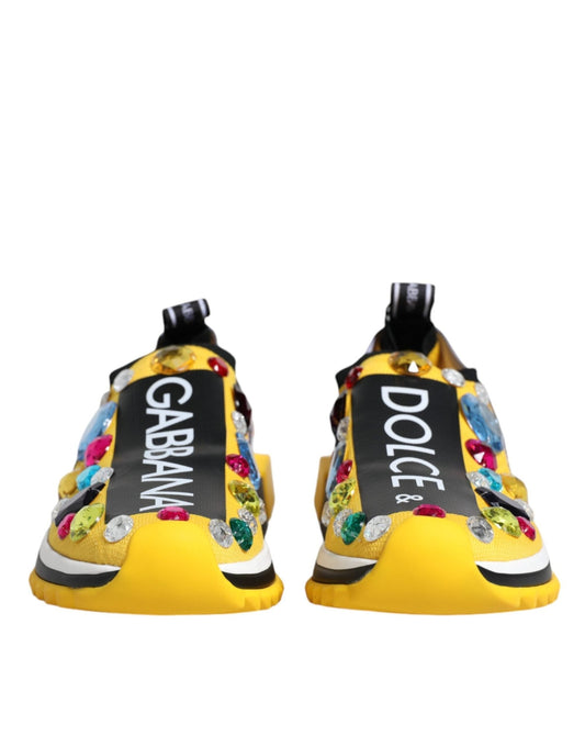Dolce & Gabbana Yellow Sorrento Crystals Low Top Sneakers Shoes - SMARTMARTNZ