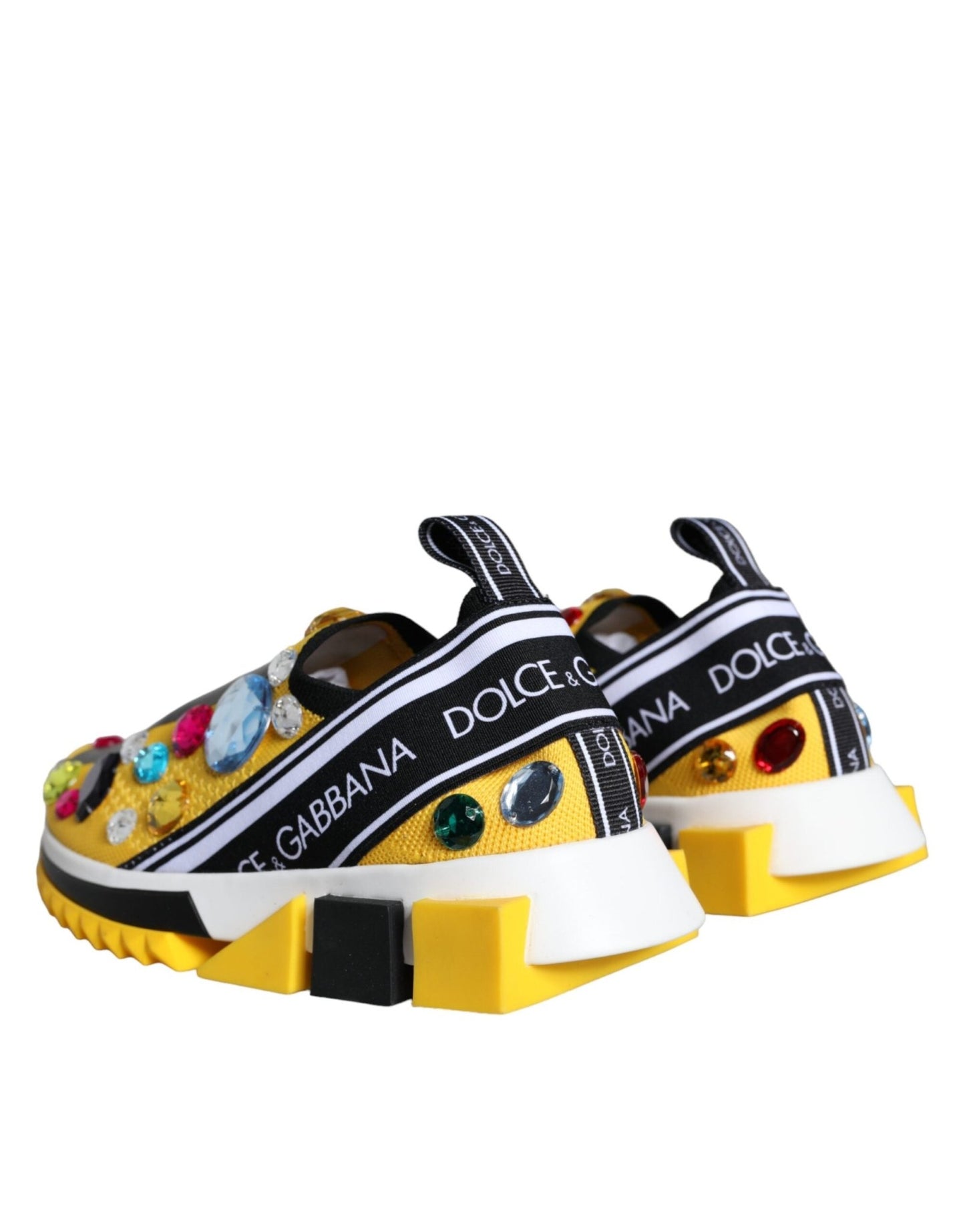 Dolce & Gabbana Yellow Sorrento Crystals Sneakers Womens Shoes - SMARTMARTNZ