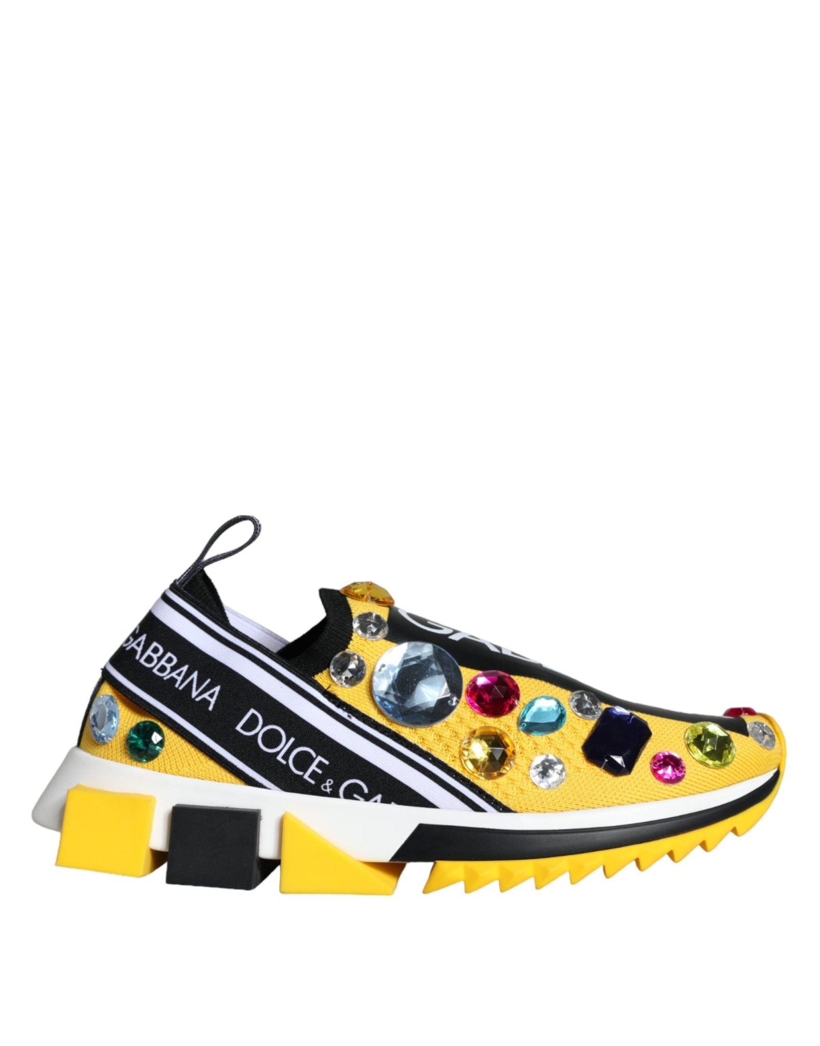 Dolce & Gabbana Yellow Sorrento Crystals Sneakers Womens Shoes - SMARTMARTNZ
