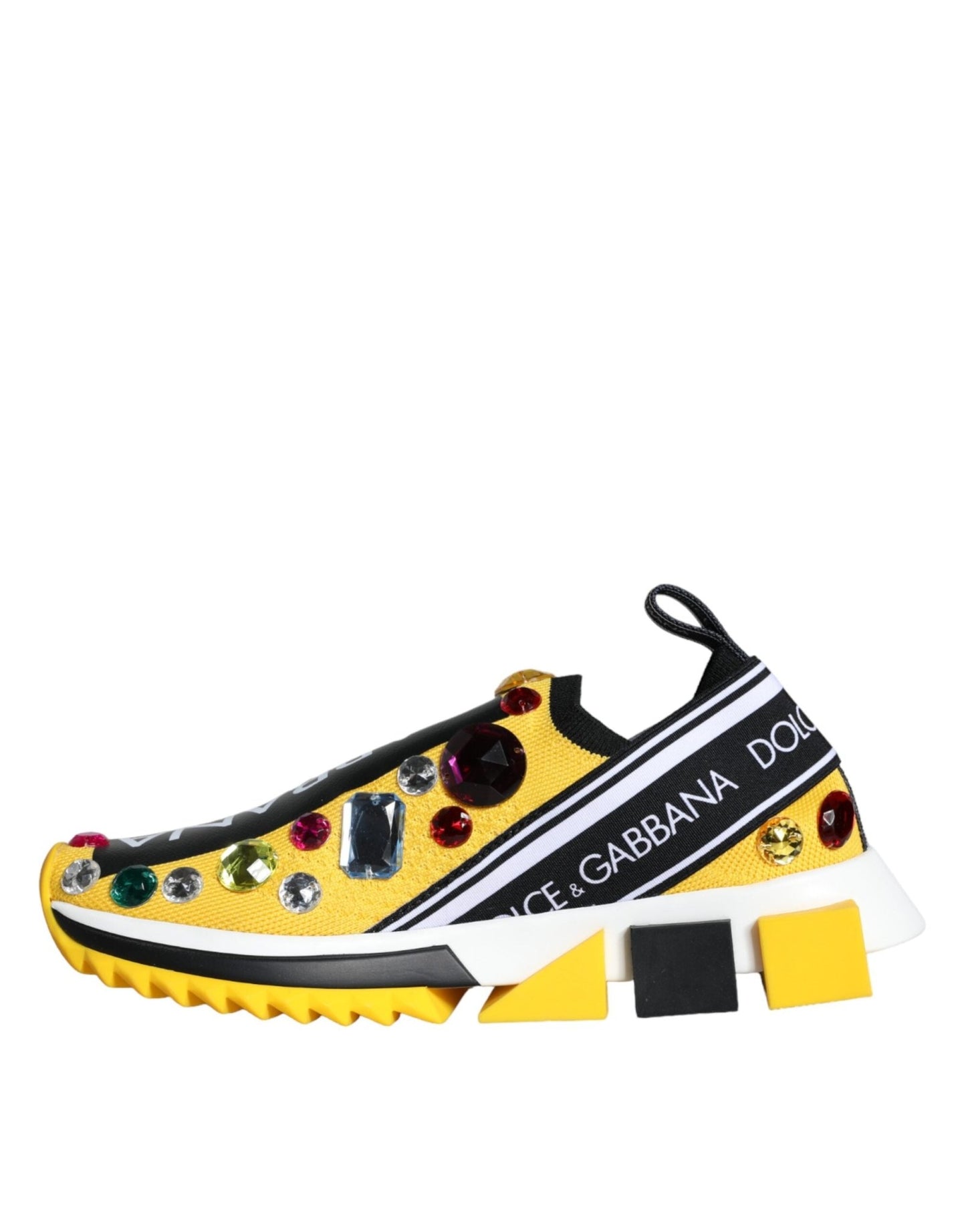 Dolce & Gabbana Yellow Sorrento Crystals Sneakers Womens Shoes - SMARTMARTNZ