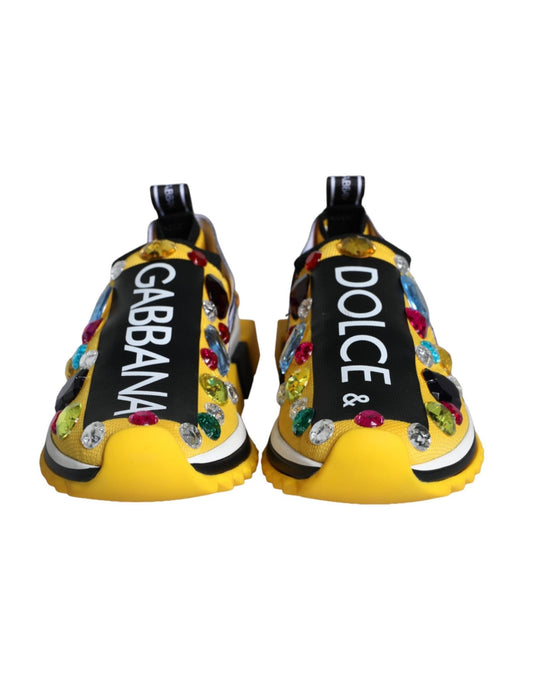 Dolce & Gabbana Yellow Sorrento Crystals Sneakers Womens Shoes - SMARTMARTNZ