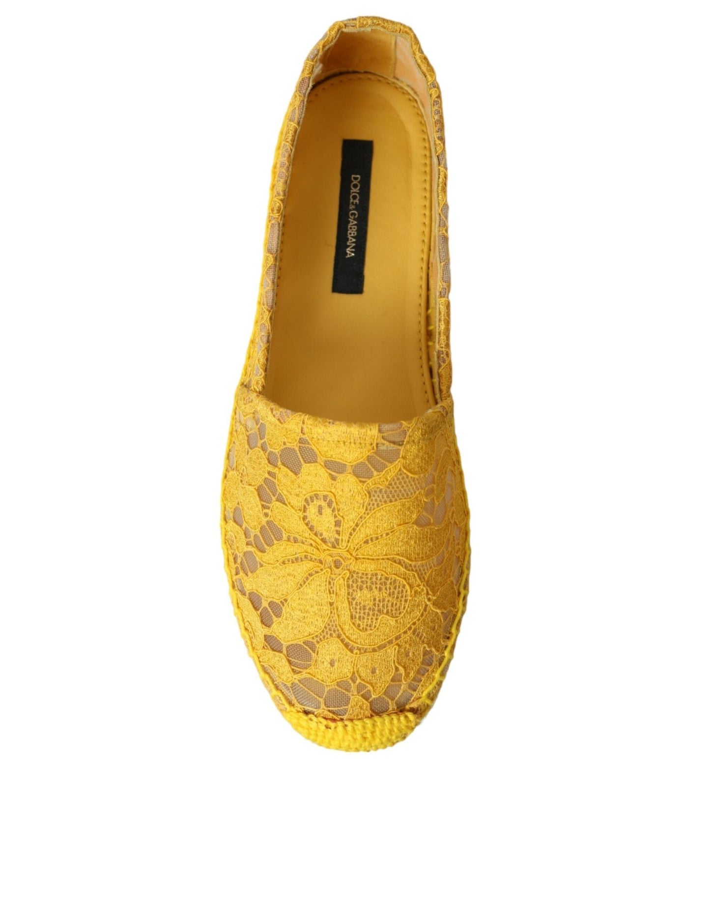 Dolce & Gabbana Yellow Taormina Lace Espadrille Loafers Flats Shoes - SMARTMARTNZ