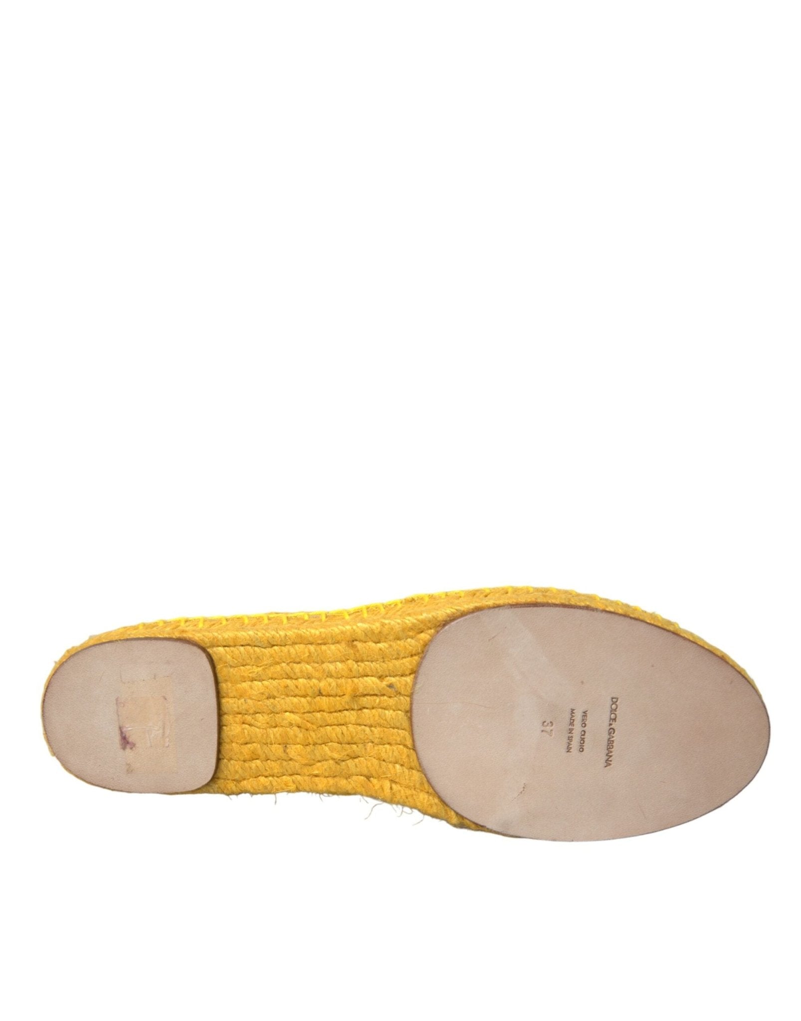 Dolce & Gabbana Yellow Taormina Lace Espadrille Loafers Flats Shoes - SMARTMARTNZ