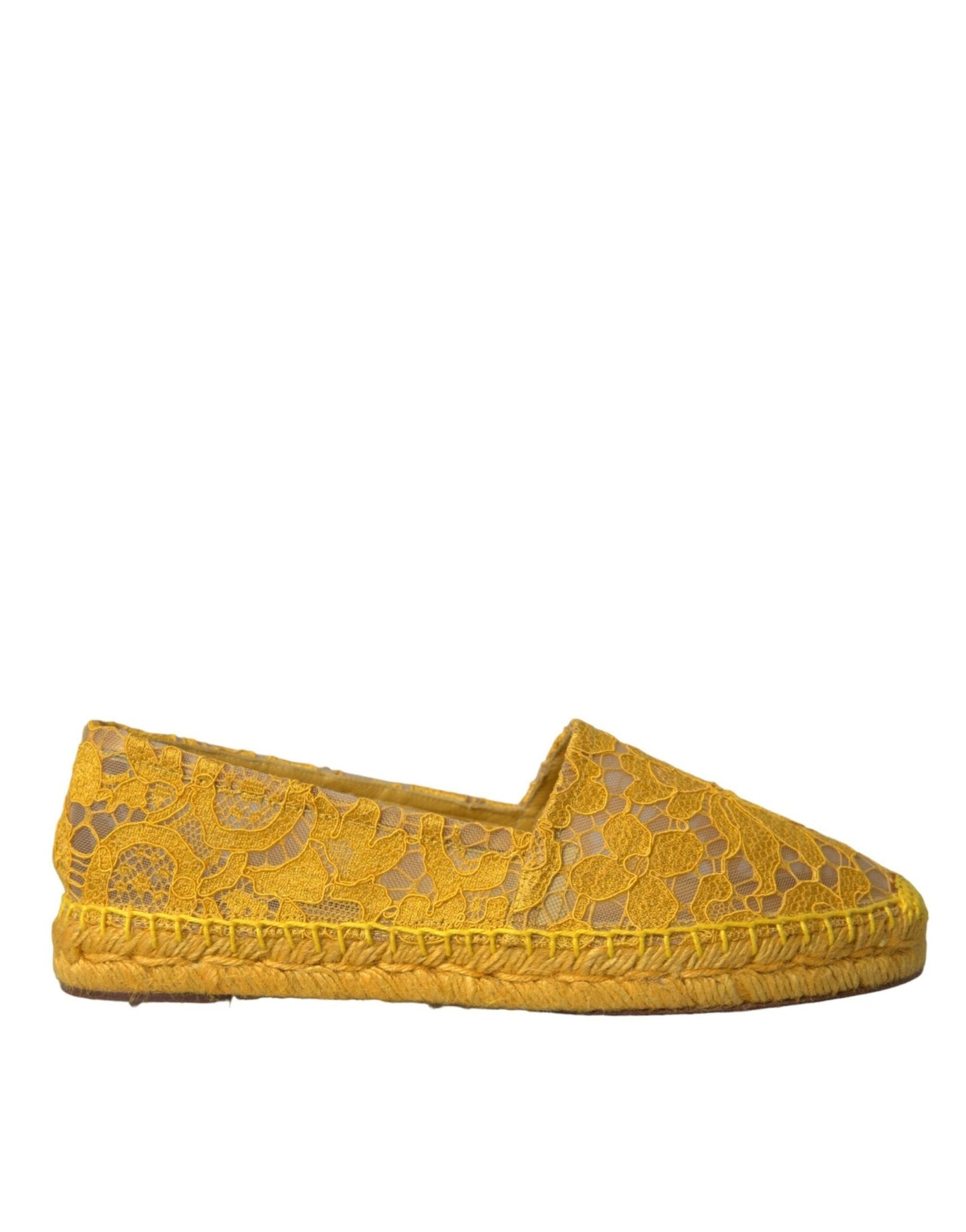 Dolce & Gabbana Yellow Taormina Lace Espadrille Loafers Flats Shoes - SMARTMARTNZ