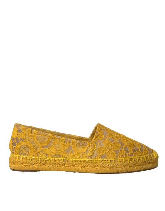 Dolce & Gabbana Yellow Taormina Lace Espadrille Loafers Flats Shoes - SMARTMARTNZ