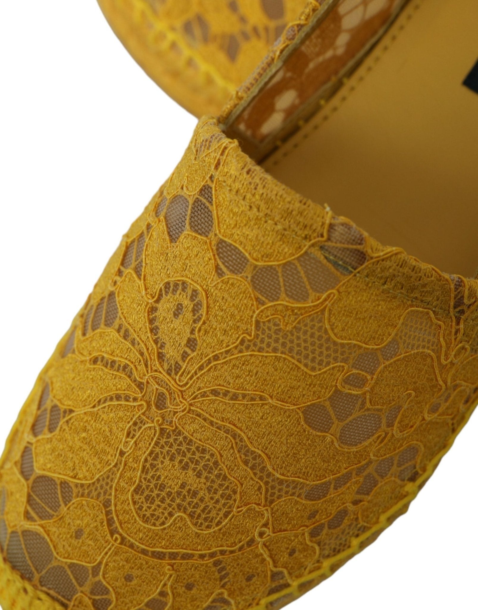 Dolce & Gabbana Yellow Taormina Lace Espadrille Loafers Flats Shoes - SMARTMARTNZ