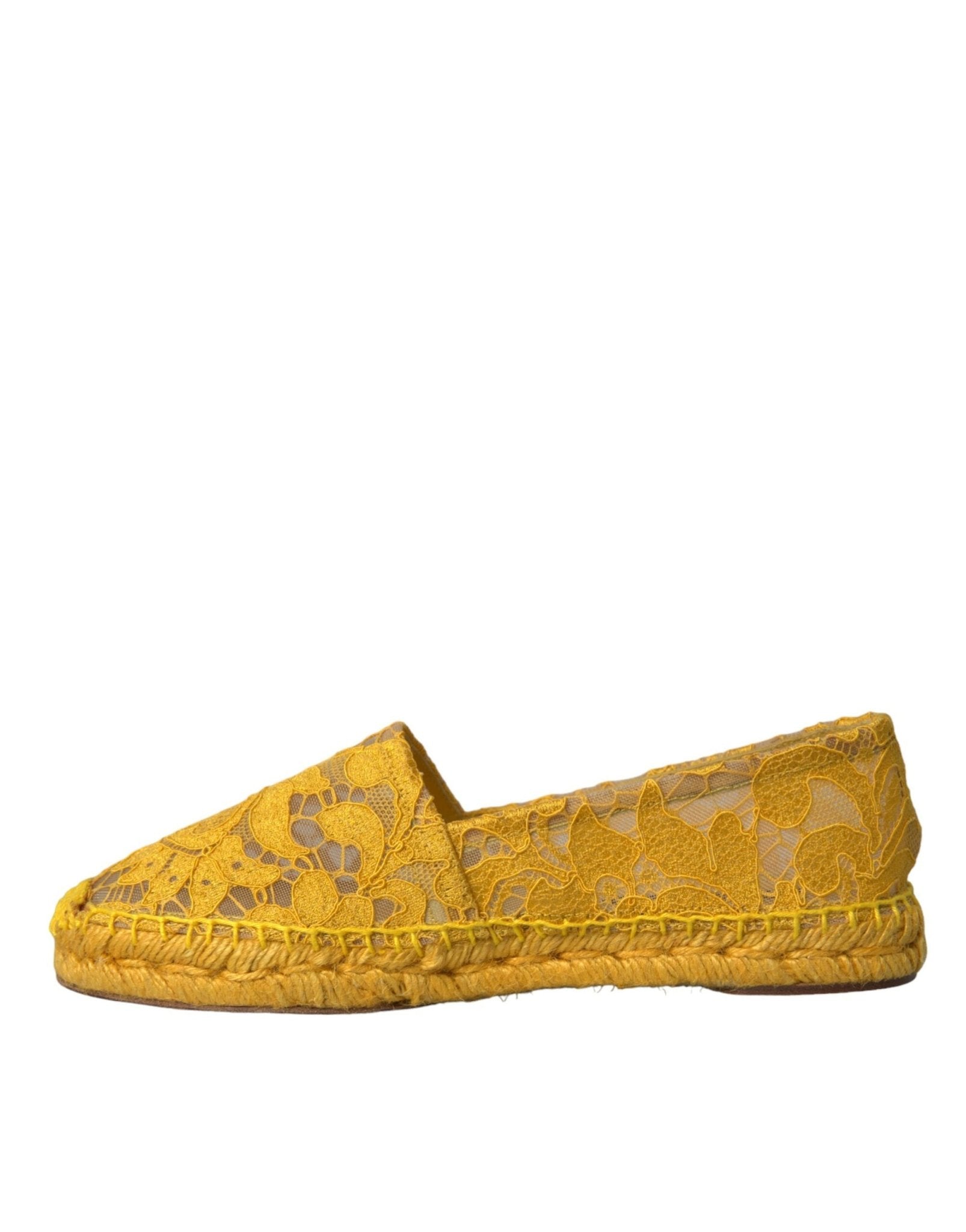Dolce & Gabbana Yellow Taormina Lace Espadrille Loafers Flats Shoes - SMARTMARTNZ