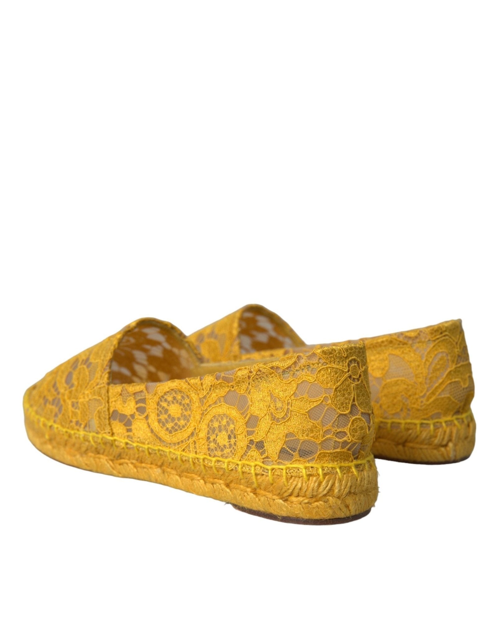 Dolce & Gabbana Yellow Taormina Lace Espadrille Loafers Flats Shoes - SMARTMARTNZ