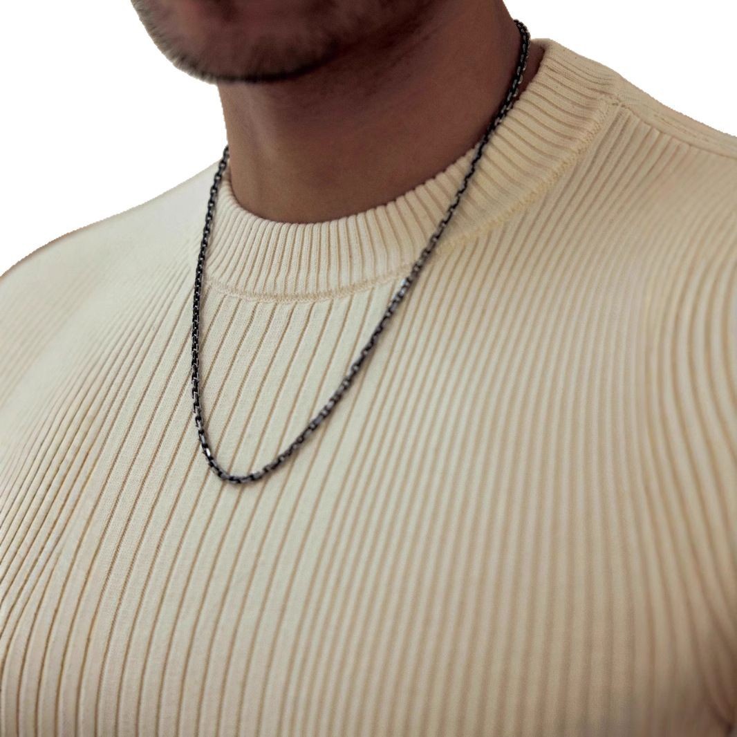 Men's Round Neck Solid Color Striped Long-sleeved Sweater Autumn And Winter