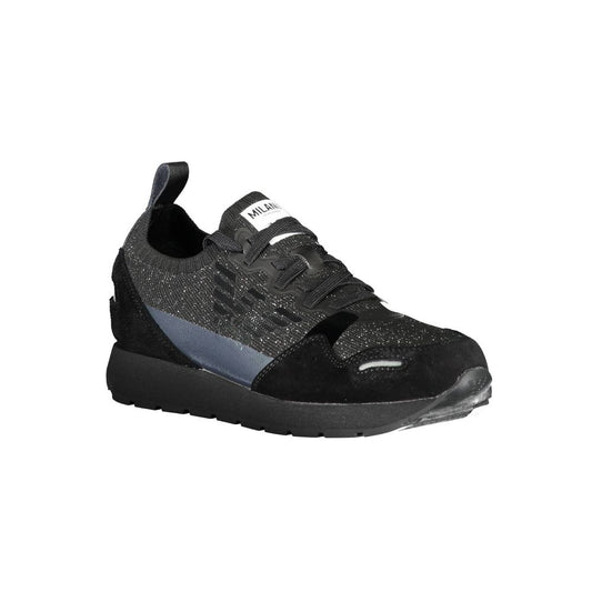 Emporio Armani Black Leather Women Sneaker - SMARTMARTNZ