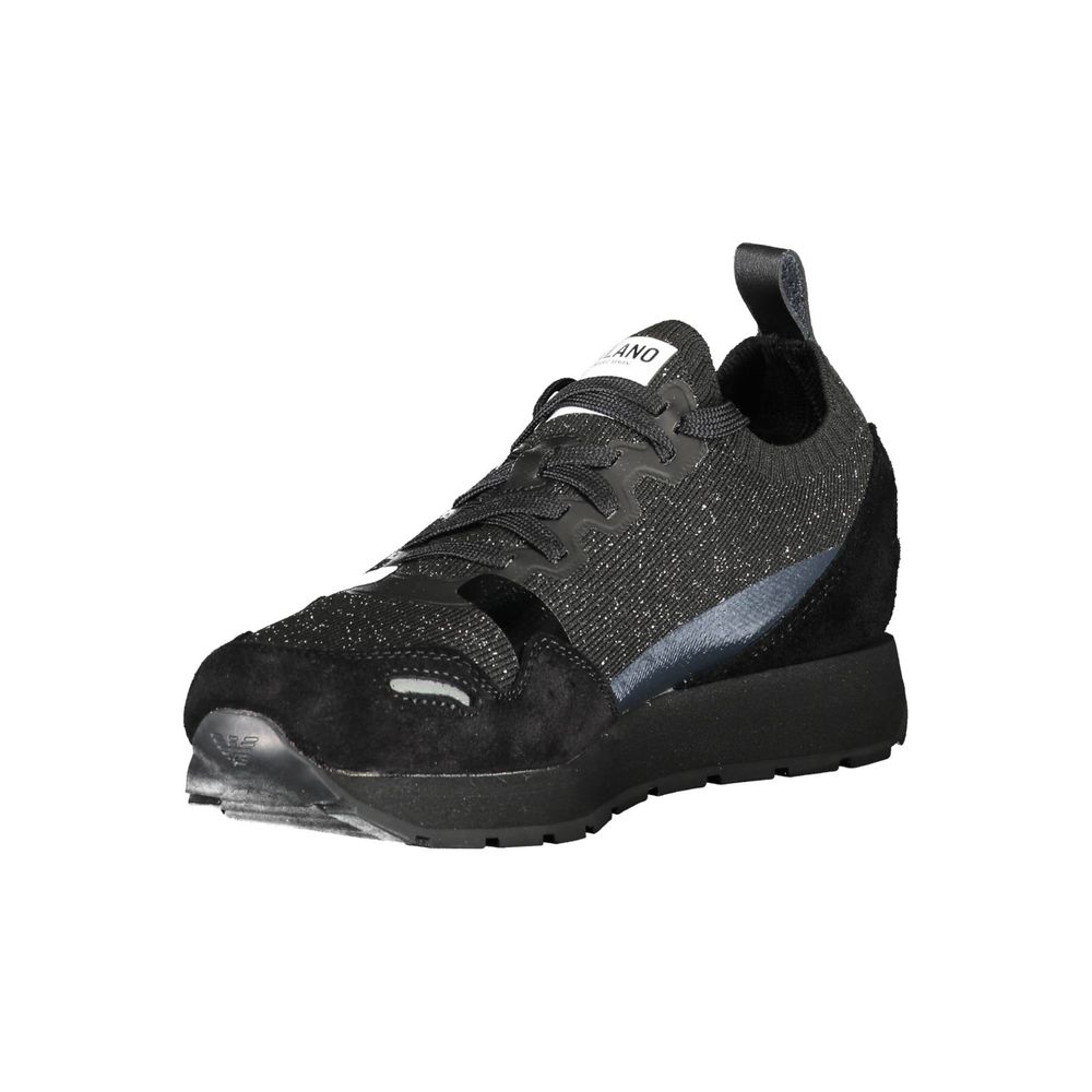 Emporio Armani Black Leather Women Sneaker - SMARTMARTNZ