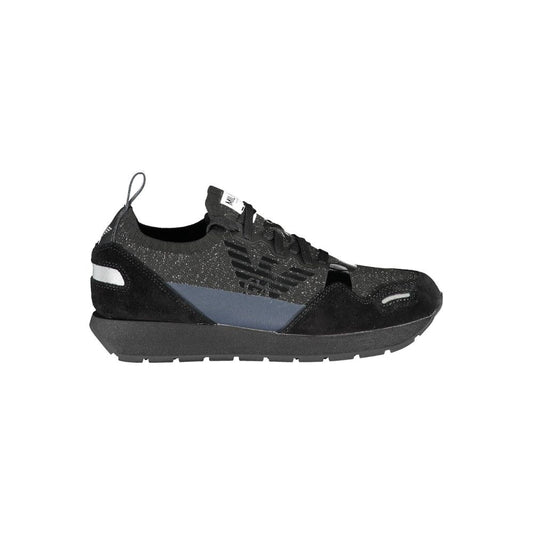 Emporio Armani Black Leather Women Sneaker - SMARTMARTNZ