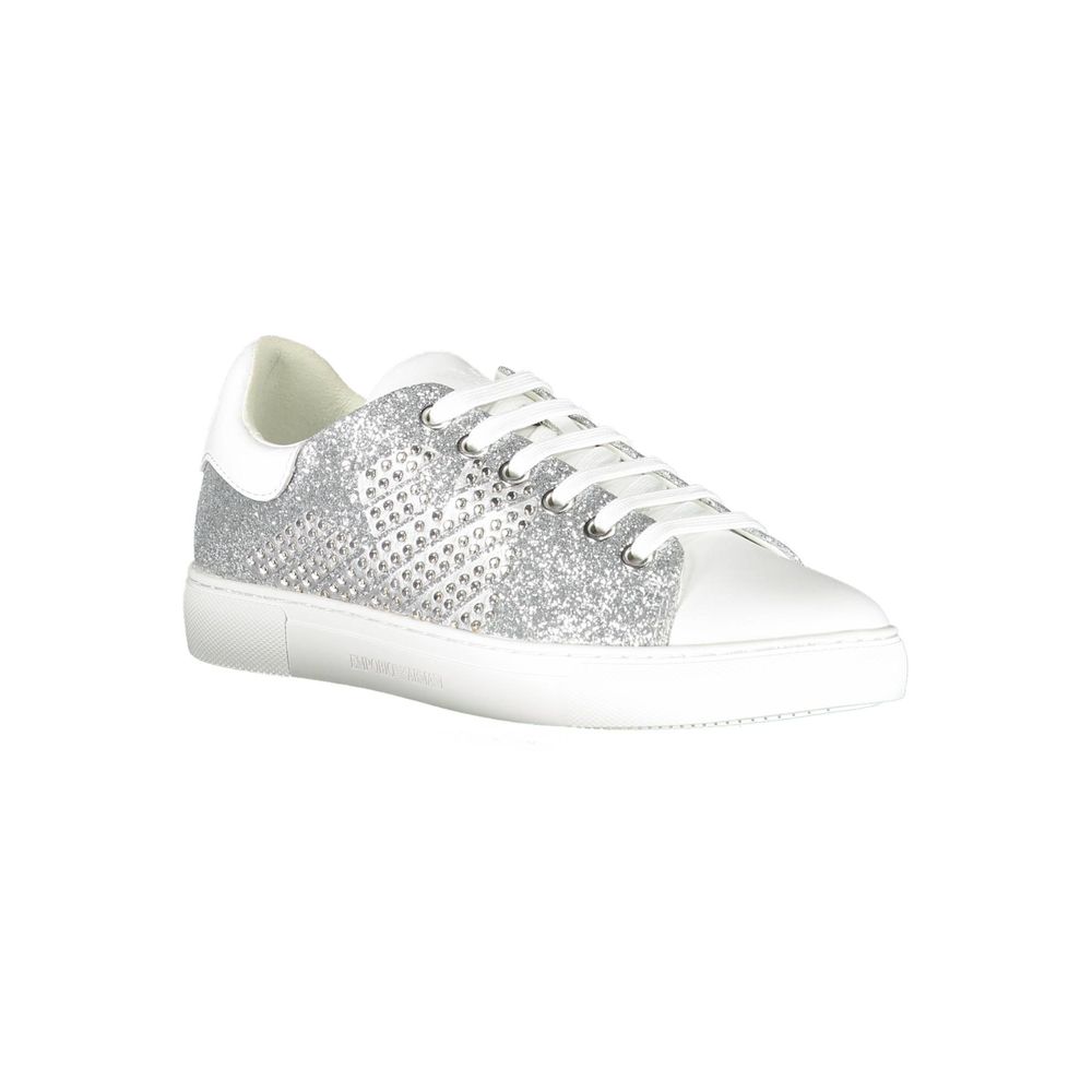 Emporio Armani Silver Leather Women Sneaker - SMARTMARTNZ