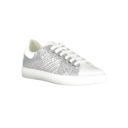 Emporio Armani Silver Leather Women Sneaker - SMARTMARTNZ