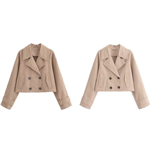 European And American Style Women's Clothing French Trench Coat Long Sleeve Elegant Jacket Coat - SMARTMARTNZ