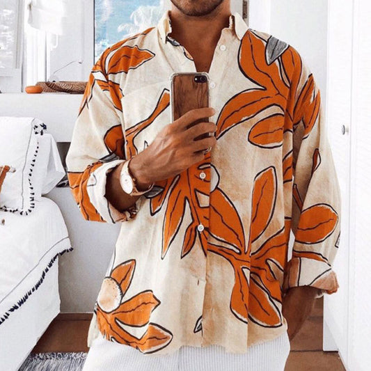 Men's Printed Shirt Beach Style Long Sleeve
