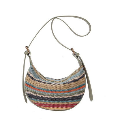 Fashion Rainbow Straw Tote Women's Casual Shoulder Messenger Bag - SMARTMARTNZ