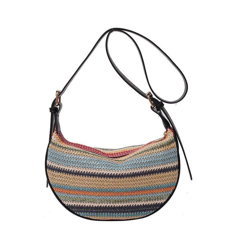 Fashion Rainbow Straw Tote Women's Casual Shoulder Messenger Bag - SMARTMARTNZ