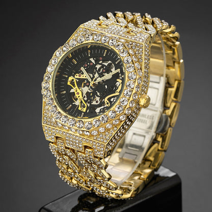Full Diamond Cuban Link Automatic Mechanical Watch – Hip Hop Luxury - SMARTMARTNZ