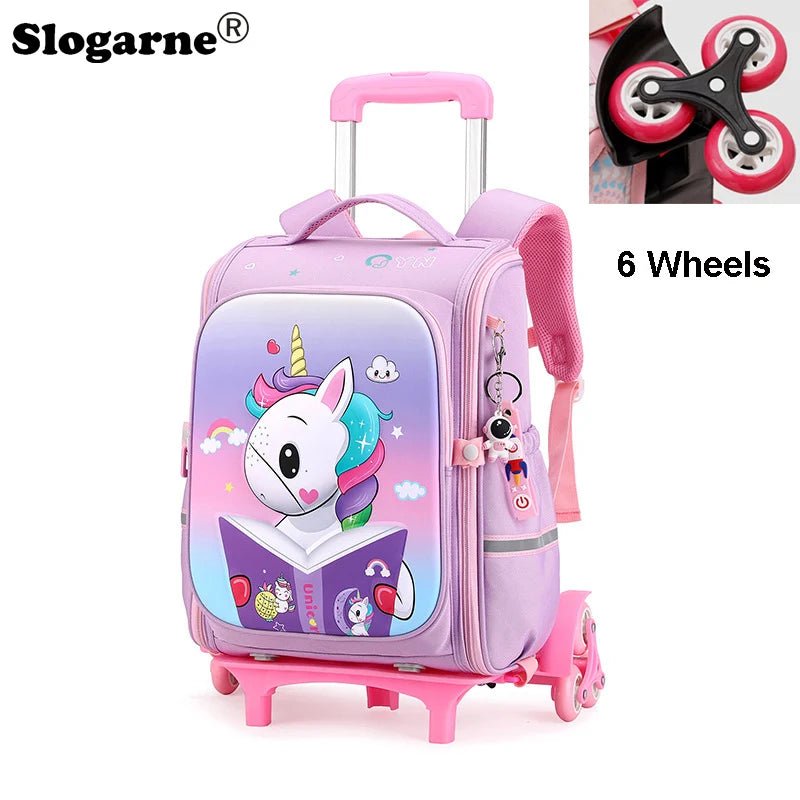 Girls & Boys Rolling Backpack – School Trolley Bag with Adjustable Handle - SMARTMARTNZ