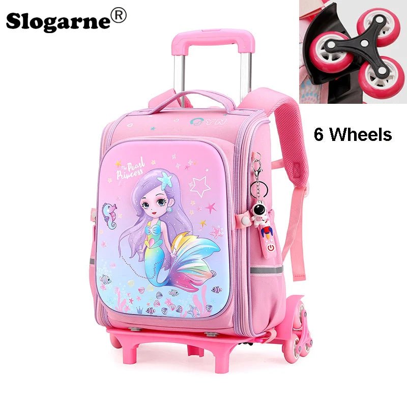Girls & Boys Rolling Backpack – School Trolley Bag with Adjustable Handle - SMARTMARTNZ