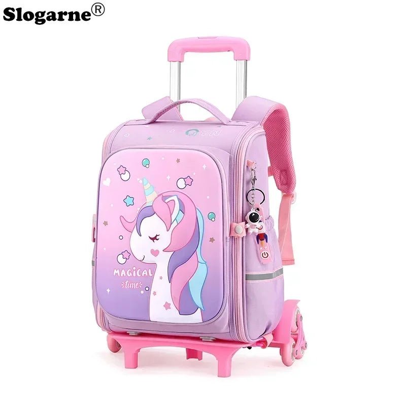 Girls & Boys Rolling Backpack – School Trolley Bag with Adjustable Handle - SMARTMARTNZ