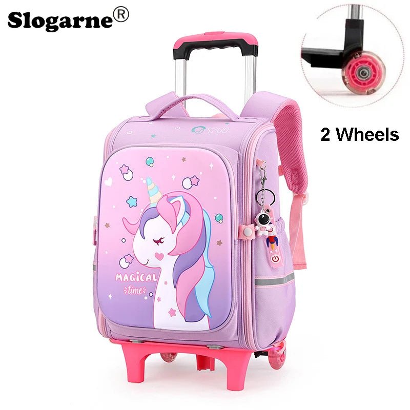 Girls & Boys Rolling Backpack – School Trolley Bag with Adjustable Handle - SMARTMARTNZ