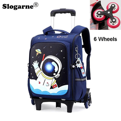 Girls & Boys Rolling Backpack – School Trolley Bag with Adjustable Handle - SMARTMARTNZ