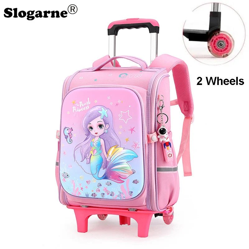 Girls & Boys Rolling Backpack – School Trolley Bag with Adjustable Handle - SMARTMARTNZ