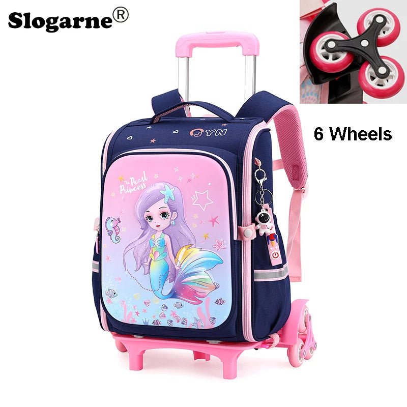 Girls & Boys Rolling Backpack – School Trolley Bag with Adjustable Handle - SMARTMARTNZ