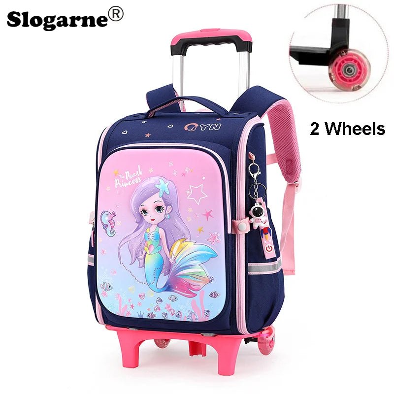 Girls & Boys Rolling Backpack – School Trolley Bag with Adjustable Handle - SMARTMARTNZ