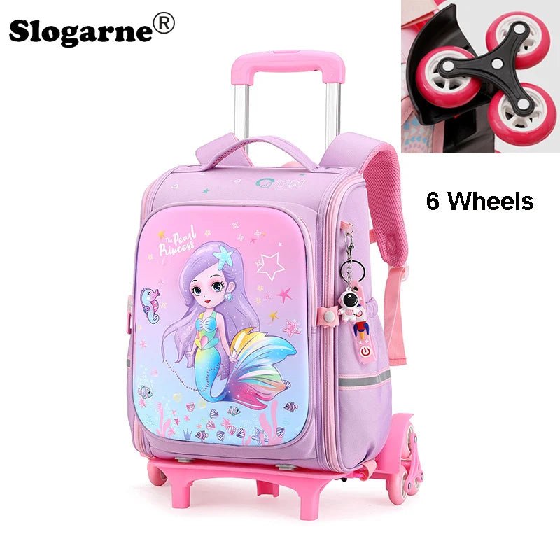 Girls & Boys Rolling Backpack – School Trolley Bag with Adjustable Handle - SMARTMARTNZ