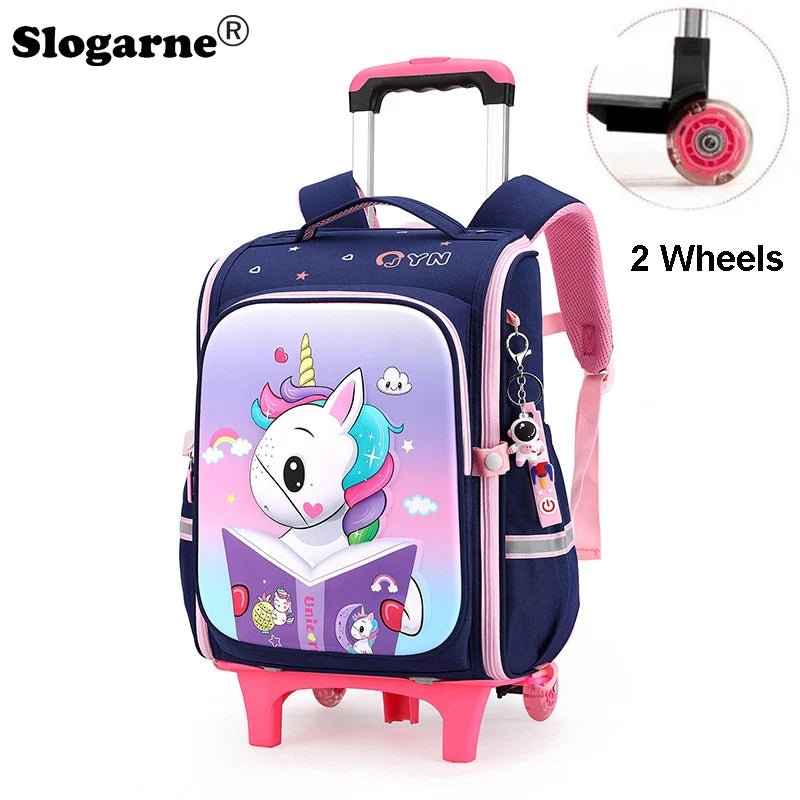 Girls & Boys Rolling Backpack – School Trolley Bag with Adjustable Handle - SMARTMARTNZ