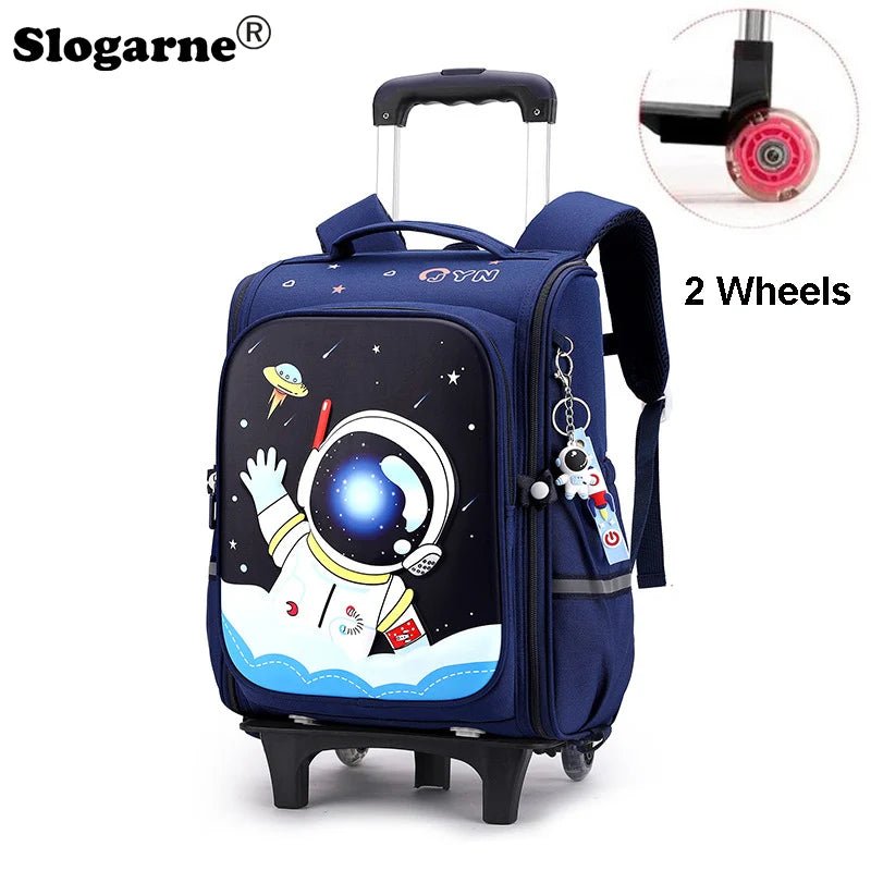 Girls & Boys Rolling Backpack – School Trolley Bag with Adjustable Handle - SMARTMARTNZ
