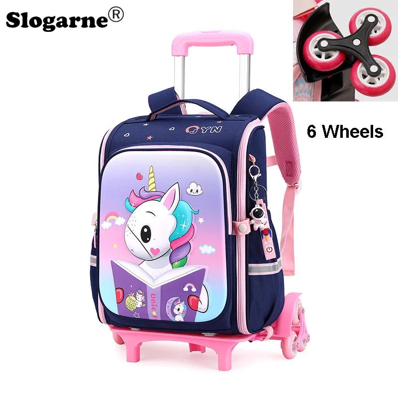 Girls & Boys Rolling Backpack – School Trolley Bag with Adjustable Handle - SMARTMARTNZ