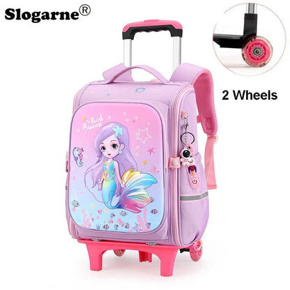 Girls & Boys Rolling Backpack – School Trolley Bag with Adjustable Handle - SMARTMARTNZ
