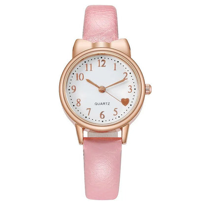 Girls’ Cute Watch & Bracelet Gift Set – Quartz Leather Strap Kids’ Clock - SMARTMARTNZ