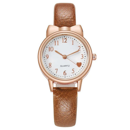 Girls’ Cute Watch & Bracelet Gift Set – Quartz Leather Strap Kids’ Clock - SMARTMARTNZ
