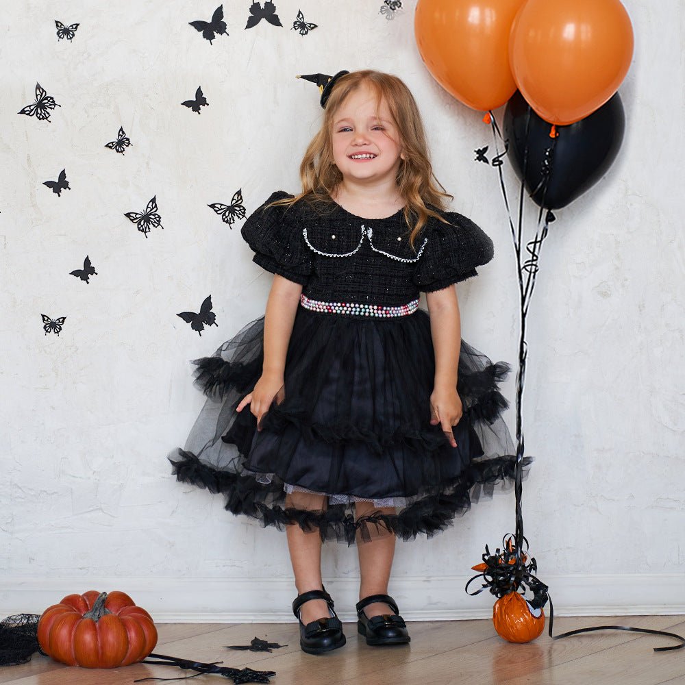 Girls’ Fashion Halloween Dress Mesh Accents & Puffy Sleeves | Stylish & Festive - SMARTMARTNZ