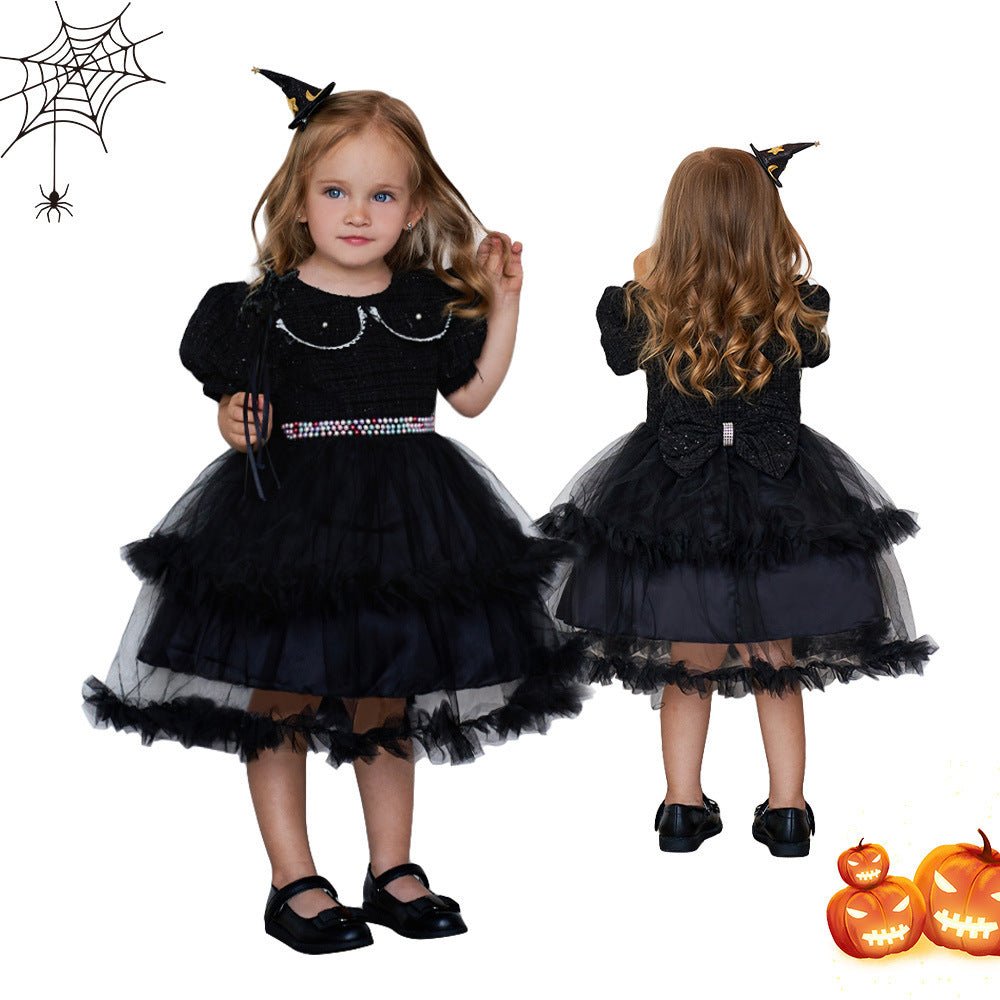 Girls’ Fashion Halloween Dress Mesh Accents & Puffy Sleeves | Stylish & Festive - SMARTMARTNZ
