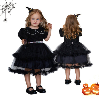 Girls’ Fashion Halloween Dress Mesh Accents & Puffy Sleeves | Stylish & Festive - SMARTMARTNZ