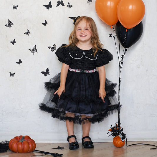 Girls’ Fashion Halloween Dress Mesh Accents & Puffy Sleeves | Stylish & Festive - SMARTMARTNZ