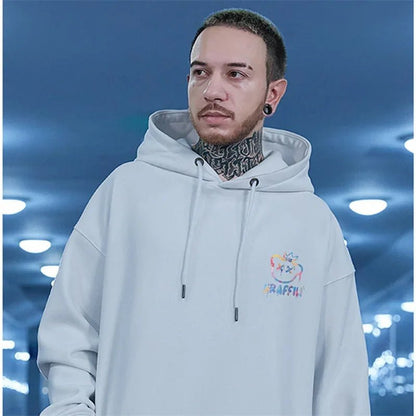 Graffiti Bear Print Hoodie – Men’s Retro Fleece Pullover | Y2K High Street Streetwear - SMARTMARTNZ