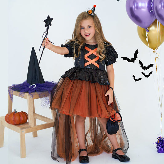 Halloween Girls' Witch Performance Costume Party Dress - SMARTMARTNZ