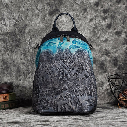 Handcrafted Cowhide Leather Backpack with Vintage Embossing Eco - Tanned Finish | Rugged Elegance Meets Functionality - SMARTMARTNZ