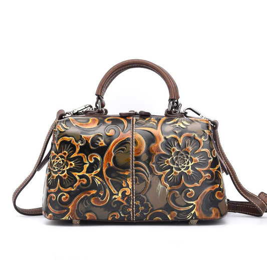 Handcrafted Leather Handbag with Personalized Print Top - Quality Cowhide | Stylish, Functional & One - of - a - Kind - SMARTMARTNZ